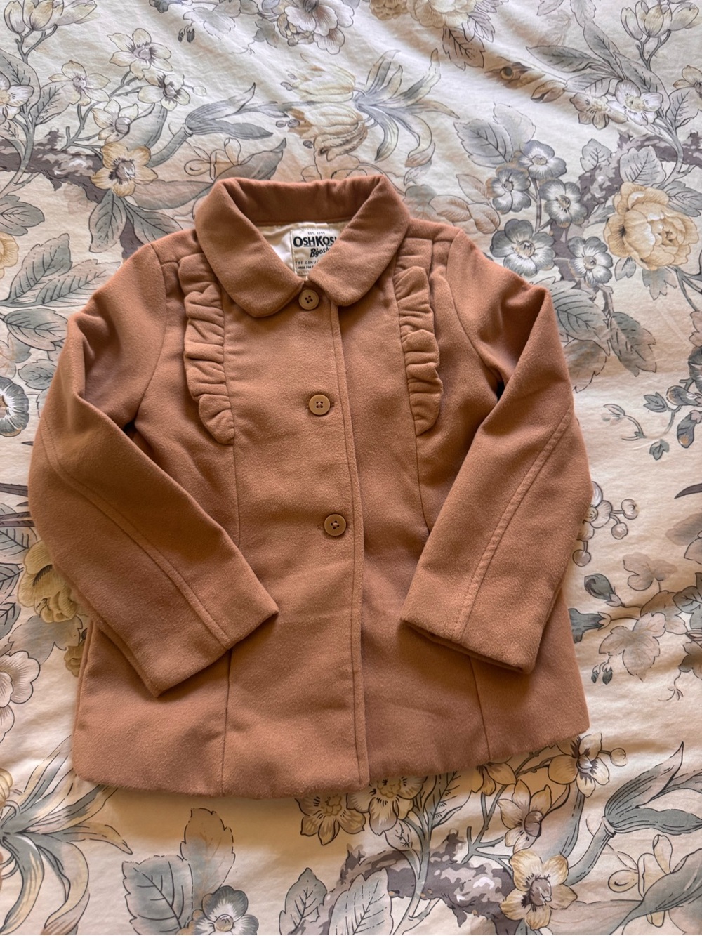 OshKosh B'gosh Girls' Tan Peacoat Jacket Preppy chic size 5T Camel